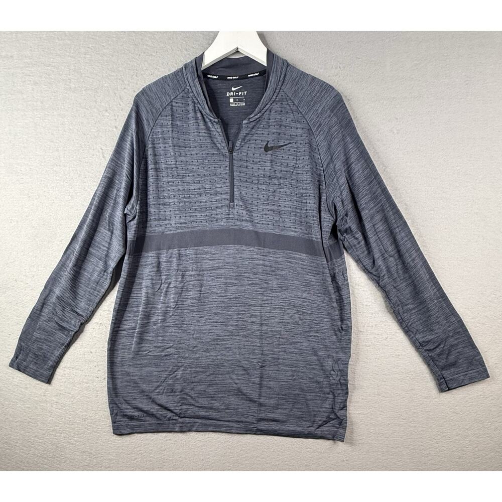 Nike Golf DRI-FIT 1/4 Zip Pullover Mens Sz L Blue Long Sleeve Performance Sporty